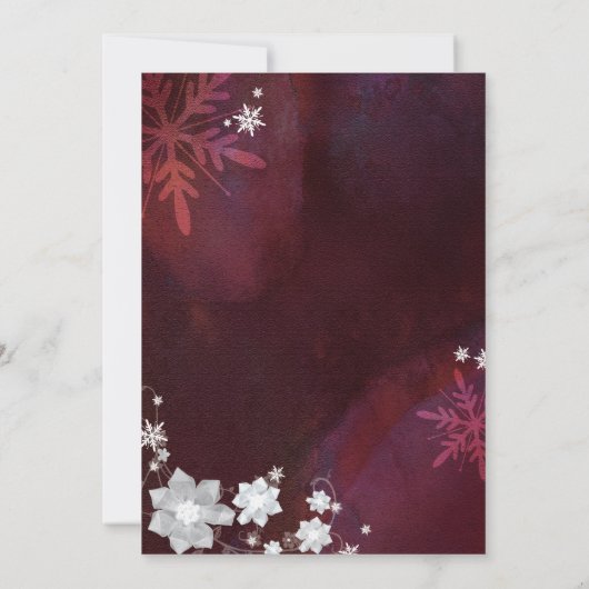 Winter Elegantie Sneeuw Bloemen Bruiloft Kaart (Achterkant)