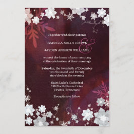 Winter Elegantie Sneeuw Bloemen Bruiloft Kaart