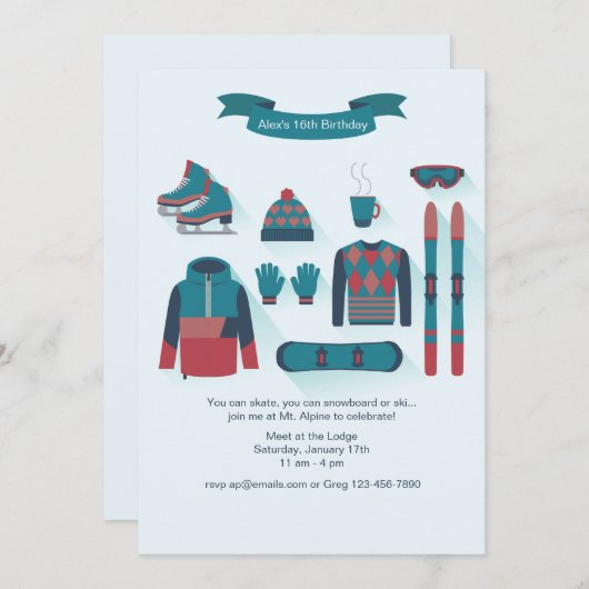 Winter Elements nodiging Kaart (Voorkant / Achterkant)