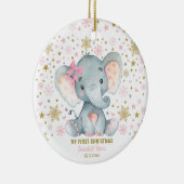Winter Elephant 1e Kerstmis Snowflake Baby Girl Keramisch Ornament (Rechts)