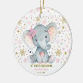 Winter Elephant 1e Kerstmis Snowflake Baby Girl Keramisch Ornament (Links)