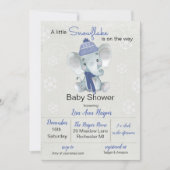 Winter Elephant Baby shower Invitation Kaart (Voorkant)