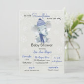 Winter Elephant Baby shower Invitation Kaart (Staand voorkant)
