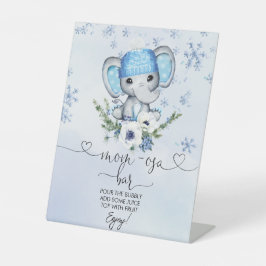Winter Elephant Baby shower Mam-osa Bar Pedestal S Reclamebord Met Voetstuk