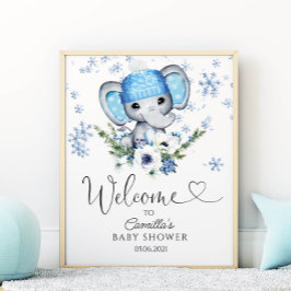 Winter Elephant Baby shower Welkom Poster
