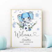 Winter Elephant Baby shower Welkom Poster