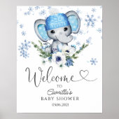 Winter Elephant Baby shower Welkom Poster (Voorkant)