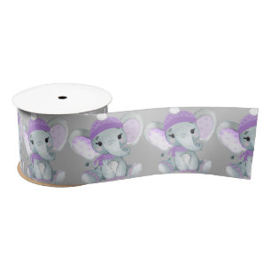 Winter Elephant paars meisje Satin Ribbon Stool Bo Satijnen Lint