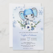 Winter Elephant Snowflake Baby shower Kaart (Voorkant)