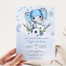 Winter Elephant Snowflake Baby shower