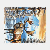 Winter Elk Majesty Design Fleece Deken (Voorkant (Horizontaal))