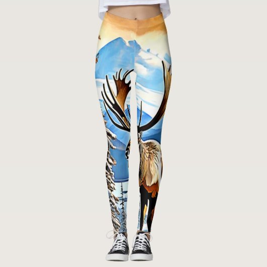 Winter Elk Majesty Design Leggings (Voorkant)