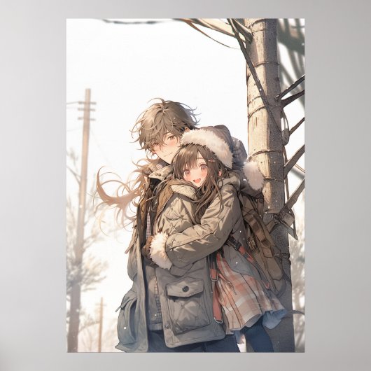 Winter Embrace: Een anime liefde in sneeuwval Poster (Voorkant)