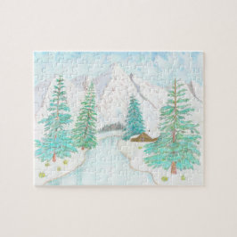 Winter en altijdgroene glanzende poster legpuzzel