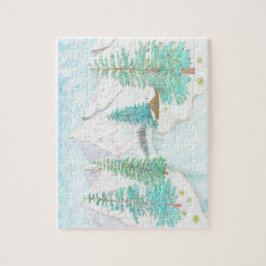 Winter en altijdgroene glanzende poster legpuzzel