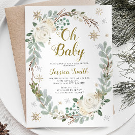 Winter en gouden Baby Kerst Baby shower Kaart