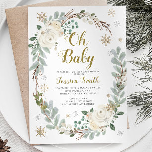 Winter en gouden Baby Kerst Baby shower Kaart