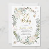 Winter en gouden Baby Kerst Baby shower Kaart (Voorkant)