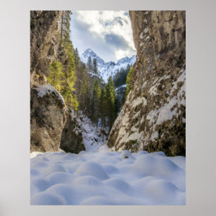 Winter- en lensvallei en -bergen poster