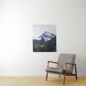 Winter en lente - groene bomen en sneeuwberg wandkleed (In situ)