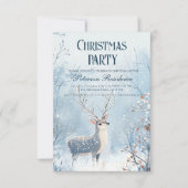 Winter en rendier licht blauw kerstfeest kaart (Voorkant)