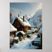 Winter en sneeuw in het dorp | AI Art. Poster (Voorkant)