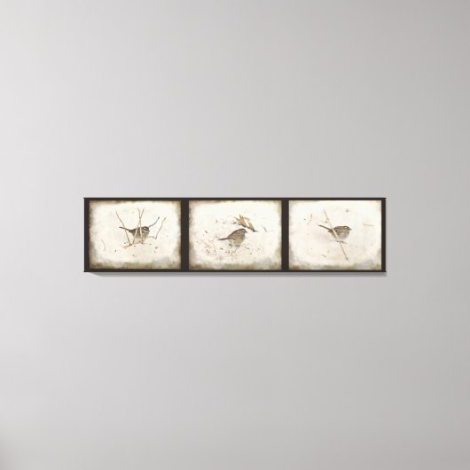 Winter en Sparrow Canvas Afdruk (Voorkant)
