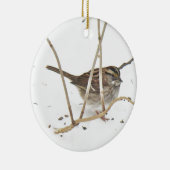 Winter en Sparrow Keramisch Ornament (Rechts)
