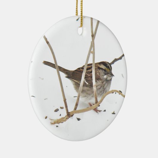 Winter en Sparrow Keramisch Ornament (Rechts)