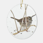 Winter en Sparrow Keramisch Ornament (Links)