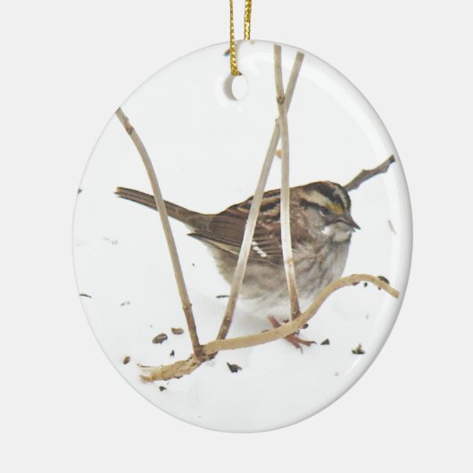 Winter en Sparrow Keramisch Ornament (Links)