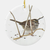 Winter en Sparrow Keramisch Ornament (Achterkant)
