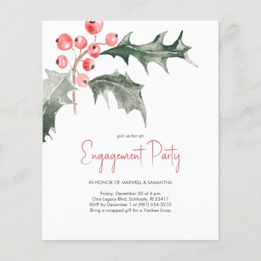 Winter Engagement Party Budget Invitations (Voorkant)