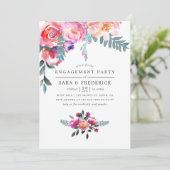 Winter Engagement Party Floral Invitation Kaart (Staand voorkant)