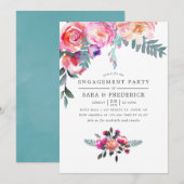 Winter Engagement Party Floral Invitation Kaart (Voorkant / Achterkant)