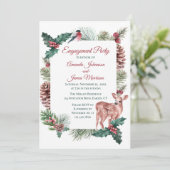 Winter Engagement Party Red Kerstbruiloft Deer Kaart (Staand voorkant)