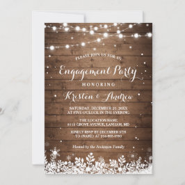 Winter Engagement Party Snowflakes String Lights Kaart