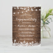 Winter Engagement Party Snowflakes String Lights Kaart (Staand voorkant)