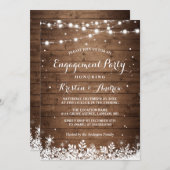 Winter Engagement Party Snowflakes String Lights Kaart (Voorkant / Achterkant)