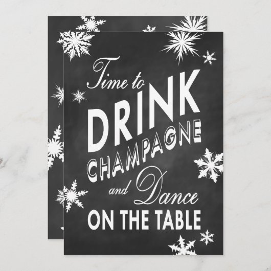 Winter Engagement Party Time to Drink Champagne Kaart (Voorkant / Achterkant)
