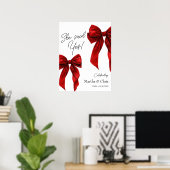 Winter Engagement She Said Yes Coquette Red Bow Poster (Thuiskantoor)