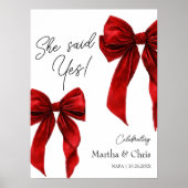 Winter Engagement She Said Yes Coquette Red Bow Poster (Voorkant)