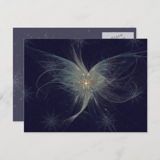 Winter Engel Fractal Art Feestdagenkaart (Voorkant / Achterkant)