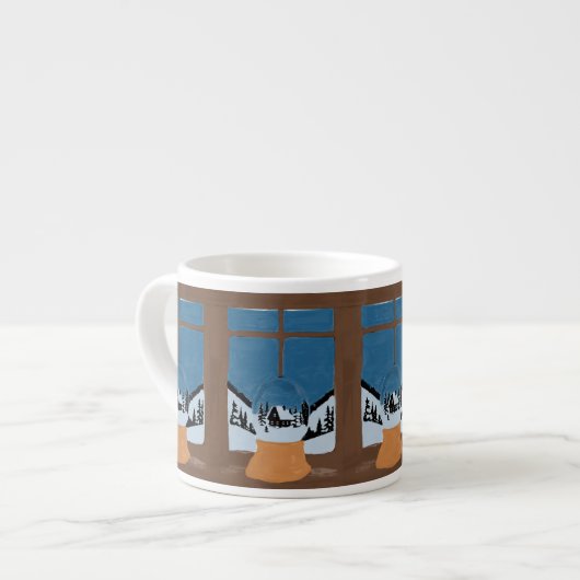 Winter Espresso Mug - Snow Globe Scene Espresso Kop (Links)