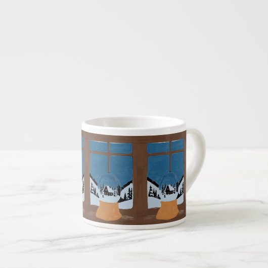Winter Espresso Mug - Snow Globe Scene Espresso Kop (Voorkant rechts)