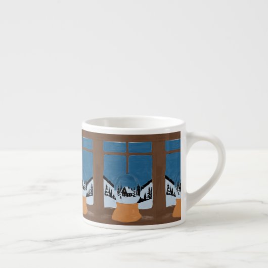 Winter Espresso Mug - Snow Globe Scene Espresso Kop (Rechts)