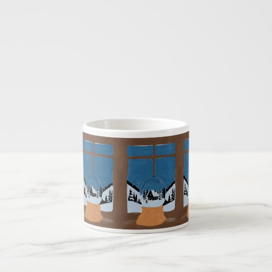 Winter Espresso Mug - Snow Globe Scene Kop (Voorkant)