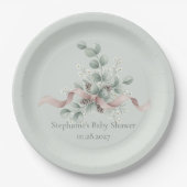 Winter Eucalyptus Baby Shower Papieren Bordje (Voorkant)