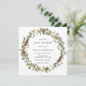 Winter Eucalyptus Baby Shower Uitnodiging (Staand voorkant)