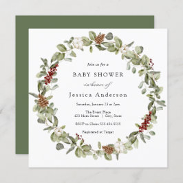 Winter Eucalyptus Baby Shower Uitnodiging